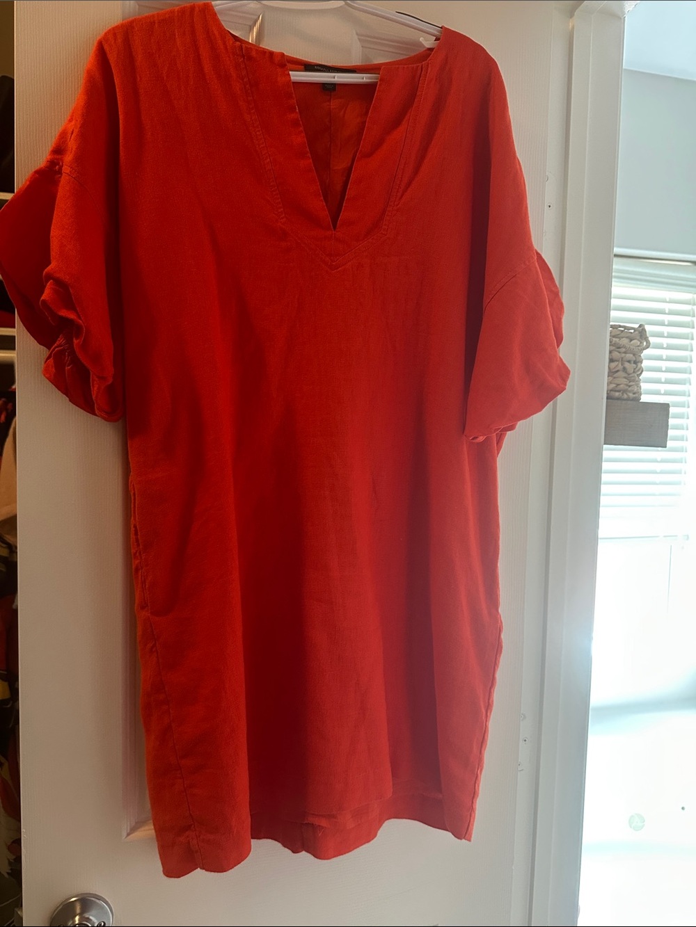 Banana Republic Orange-Red Linen V-Neck Tunic